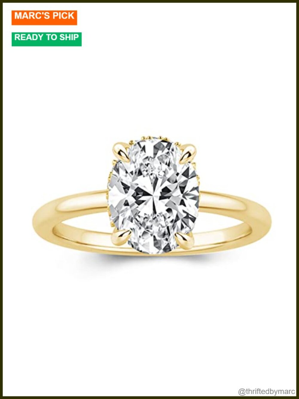 14K Gold Thick Plated 925 Silver Oval Engagement Ring 1.5/5.5ct